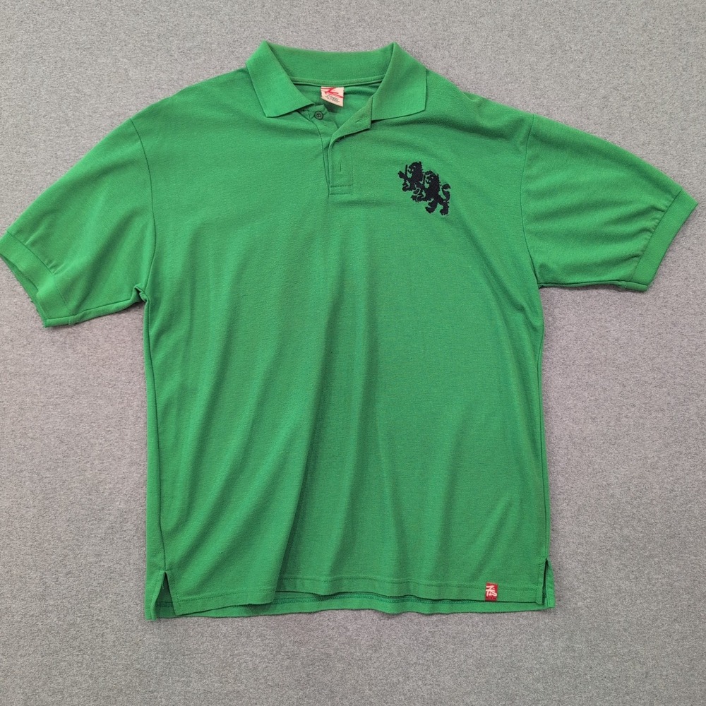 Seven Souls Men's X Large Green Polo Shirt Double‎ Lion Logo Short Sleeve